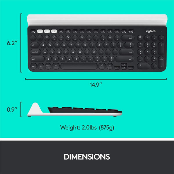 Logitech K780 Multi-Device Wireless Keyboard for Computer Phone and Tablet – Logitech FLOW Cross-Computer Control Compatible
