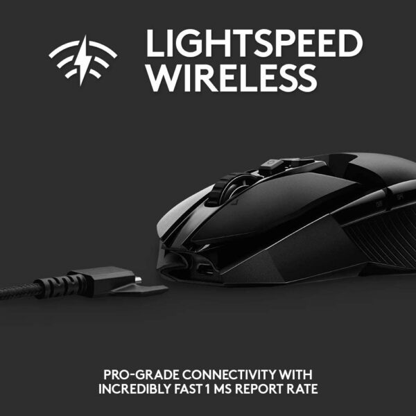 Logitech G903 LIGHTSPEED Wireless Gaming Mouse W/ Hero 16K Sensor 140+ Hour with Rechargeable Battery and Lightsync RGB PowerPlay Compatible Ambidextrous 107G+10G Optional 16, 000 DPI