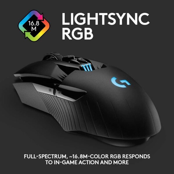 Logitech G903 LIGHTSPEED Wireless Gaming Mouse W/ Hero 16K Sensor 140+ Hour with Rechargeable Battery and Lightsync RGB PowerPlay Compatible Ambidextrous 107G+10G Optional 16, 000 DPI