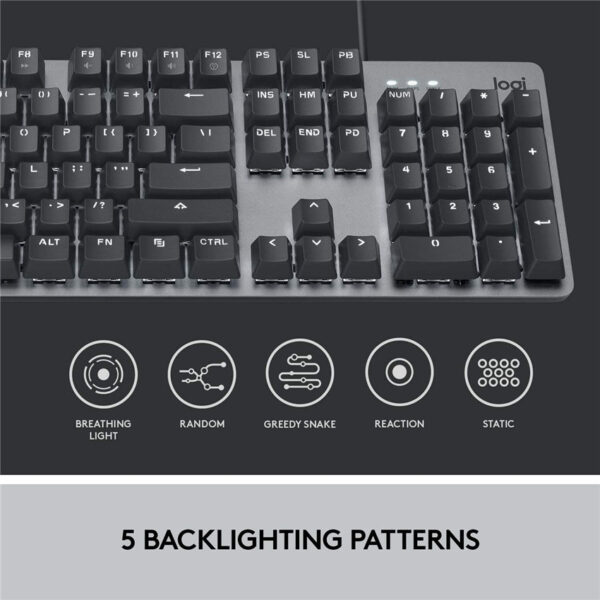Logitech K845 Mechanical Illuminated Keyboard Mechanical Switches Strong Adjustable Tilt Legs Full Size Aluminum Top Case 104 Keys USB Corded Windows (TTC Brown Switches)