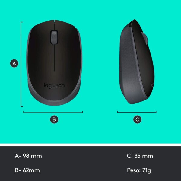 Logitech M170 2. 4GHz Wireless 3-Button Optical Scroll Mouse W/Nano USB Receiver (Black)