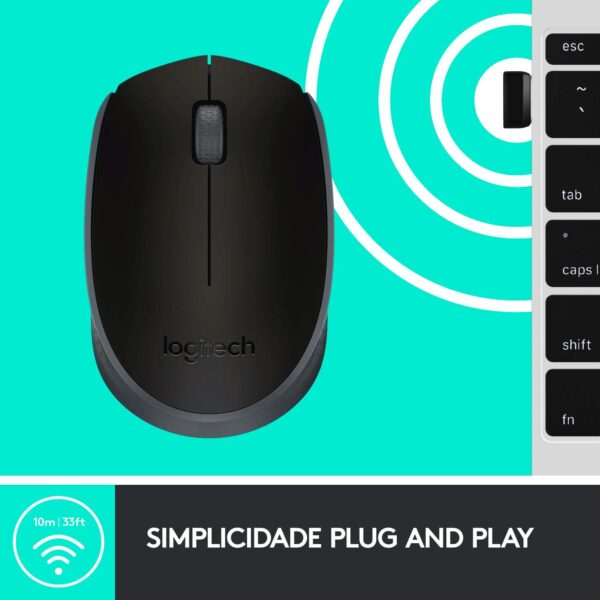 Logitech M170 2. 4GHz Wireless 3-Button Optical Scroll Mouse W/Nano USB Receiver (Black)