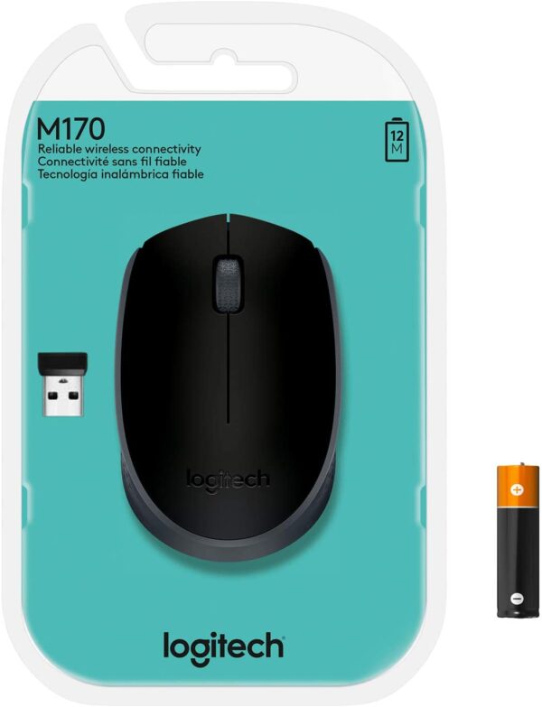Logitech M170 2. 4GHz Wireless 3-Button Optical Scroll Mouse W/Nano USB Receiver (Black)