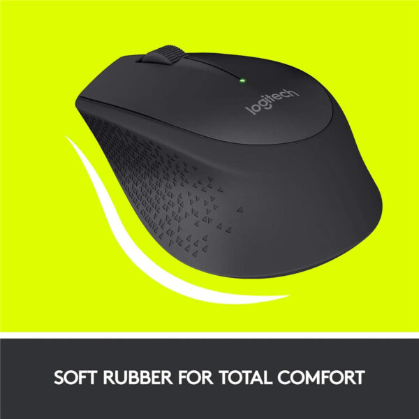 Logitech M330 Silent Plus Wireless Mouse – Enjoy Same Click Feel with 90% Less Click Noise 2 Year Battery Life Ergonomic Right-Hand Shape for Computers and Laptops USB Unifying Receiver Black