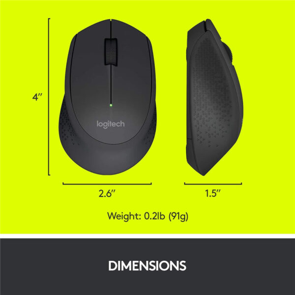 Logitech M330 Silent Plus Wireless Mouse – Enjoy Same Click Feel with 90% Less Click Noise 2 Year Battery Life Ergonomic Right-Hand Shape for Computers and Laptops USB Unifying Receiver Black