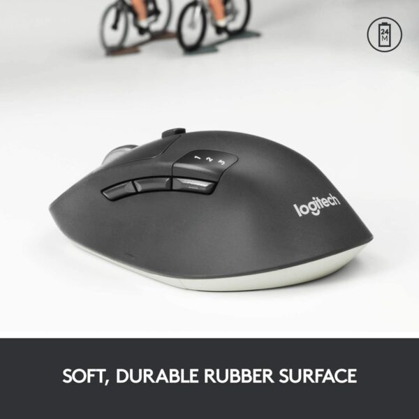 Logitech M720 Triathalon Multi-Device Wireless Mouse – Easily Move Text Images and Files Between 3 Windows and Apple Mac Computers Paired with Bluetooth or USB Hyper-Fast Scrolling Black