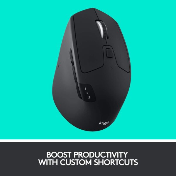 Logitech M720 Triathalon Multi-Device Wireless Mouse – Easily Move Text Images and Files Between 3 Windows and Apple Mac Computers Paired with Bluetooth or USB Hyper-Fast Scrolling Black