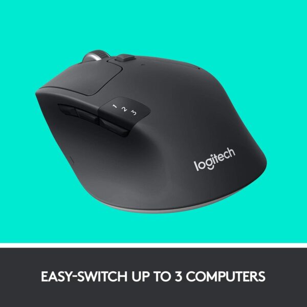 Logitech M720 Triathalon Multi-Device Wireless Mouse – Easily Move Text Images and Files Between 3 Windows and Apple Mac Computers Paired with Bluetooth or USB Hyper-Fast Scrolling Black