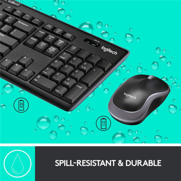 Logitech MK270 Wireless Keyboard and Mouse Combo - Keyboard and Mouse Included 2.4GHz Dropout-Free Connection Long Battery Life (Frustration-Free Packaging)