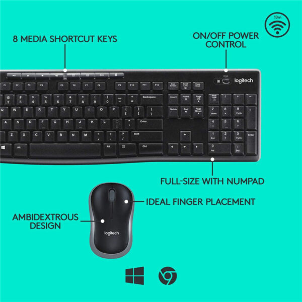 Logitech MK270 Wireless Keyboard and Mouse Combo - Keyboard and Mouse Included 2.4GHz Dropout-Free Connection Long Battery Life (Frustration-Free Packaging)
