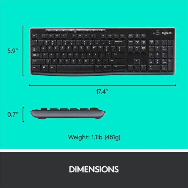 Logitech MK270 Wireless Keyboard and Mouse Combo - Keyboard and Mouse Included 2.4GHz Dropout-Free Connection Long Battery Life (Frustration-Free Packaging)