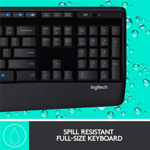 Logitech MK345 Wireless Combo Full-Sized Keyboard with Palm Rest and Comfortable Right-Handed Mouse - Black