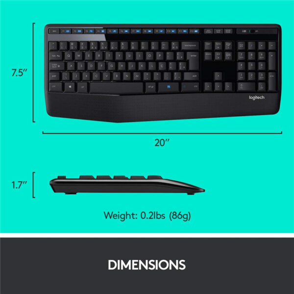 Logitech MK345 Wireless Combo Full-Sized Keyboard with Palm Rest and Comfortable Right-Handed Mouse - Black