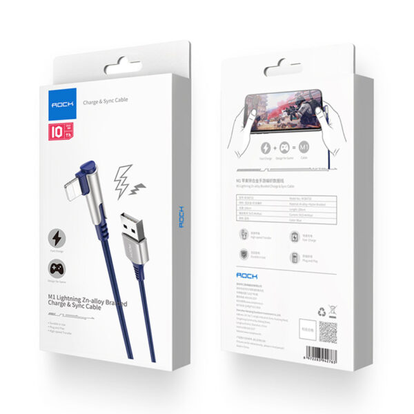 ROCK M1 Lightning Zn-alloy Braided Charge,Sync Cable 100cm