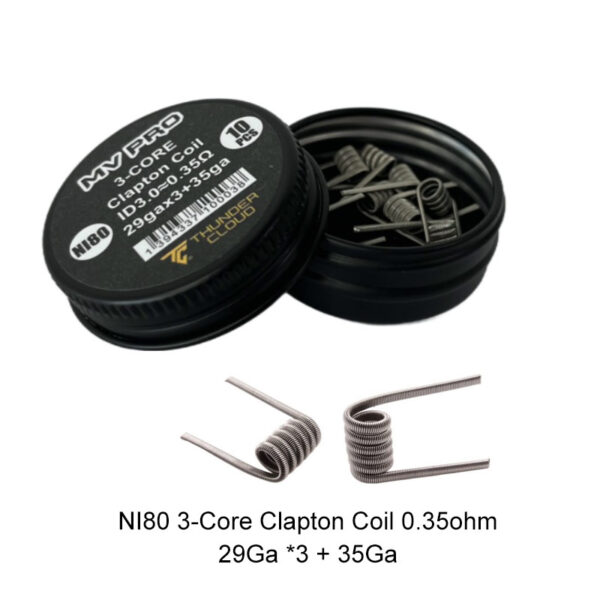 Thunder Cloud MV Pro Ni80 Pre-Built Coil 3-Core Clapton Coil 0.35ohm (ID: 3.0mm; 10pcs/pack)