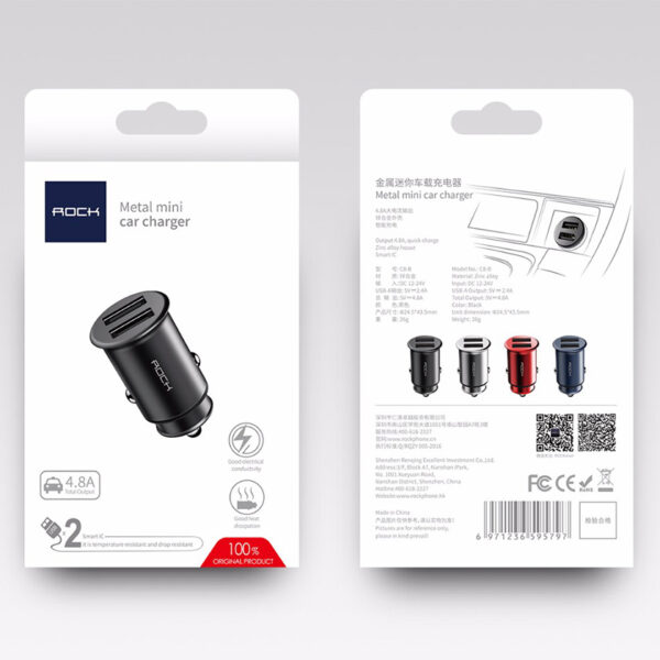 ROCK Metal mini Car charger 4.8A