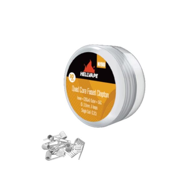 Hellvape Ni90 Quad Core Fused Clapton Prebuilt Coil 28Ga*4+36Ga (0.2ohm) (10Pcs/Pack) (SALE)