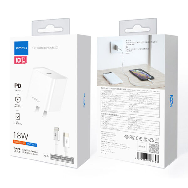ROCK T12 Pro Single Port PD Travel Charger Set