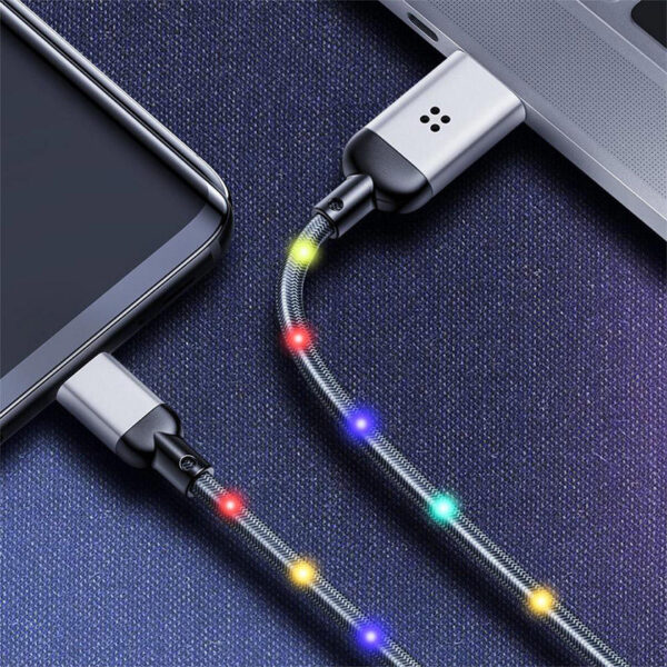 ROCK R6 Lightning Metal Braided Smart Luminous Charge,Sync Cable 100cm