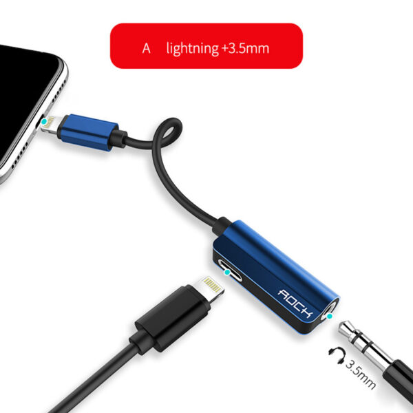 ROCK Lightning Metal Charge,Audio 2 in 1 Cable W