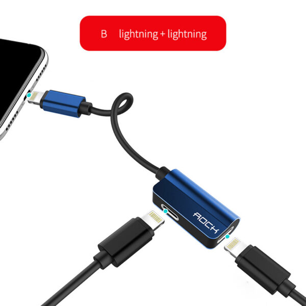 ROCK Lightning Metal Charge,Audio 2 in 1 Cable W