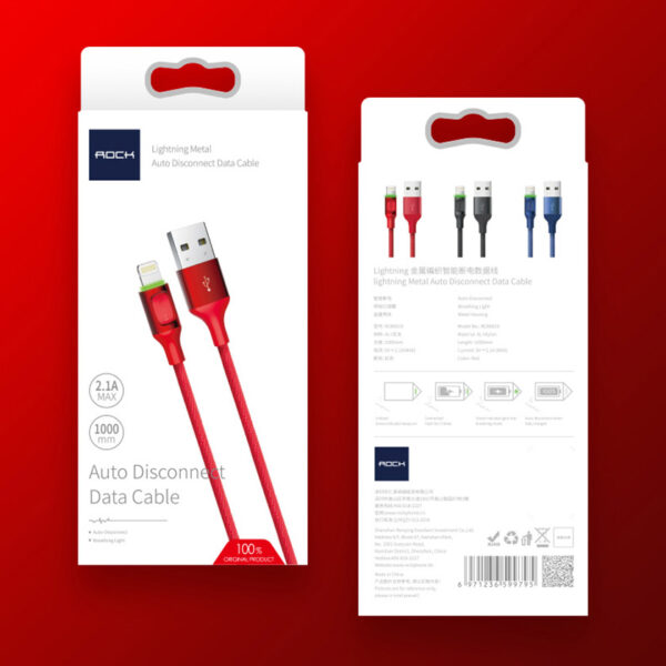 ROCK Lightning Metal Auto Disconnect Data Cable 100cm