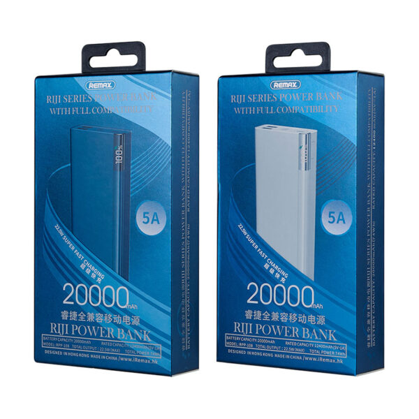 REMAX RPP-108 Riji Serie 3USB High Speed Charging Power Bank For 7/7 Plus/6S/6S Plus/6 Plus/6/SE (2020)/ 11/ 11Pro/11ProMax/XsMax,/XR/ XS/X/8/8 Plus/ AirPods/Ipad/Samsung/LG/HTC/Huawei/Moto/xiao MI and More 20000mAh