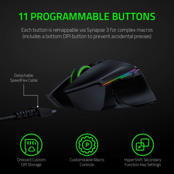 Razer Basilisk Ultimate HyperSpeed Wireless Gaming Mouse w/ Charging Dock: Fastest Gaming Mouse Switch - 20K DPI Optical Sensor - Chroma RGB - 11 Programmable Buttons