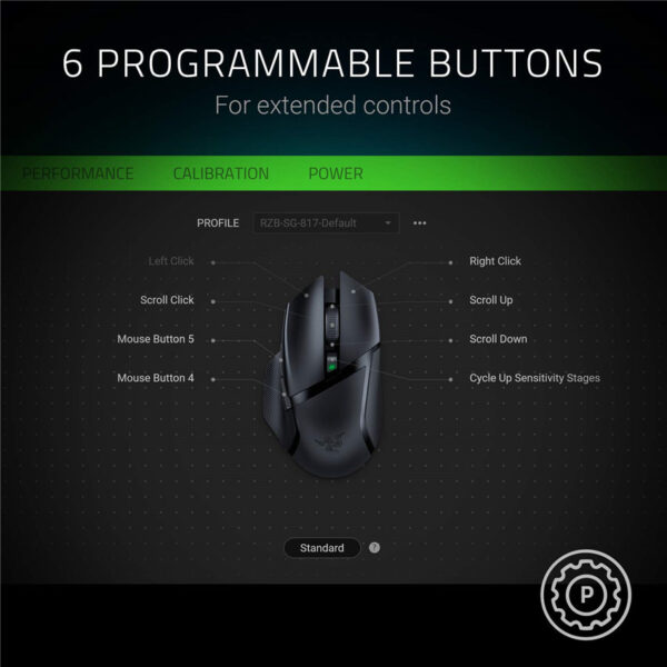 Razer Basilisk X HyperSpeed Wireless Gaming Mouse: Bluetooth & Wireless Compatible - 16K DPI Optical Sensor - 6 Programmable Buttons(120mAh)