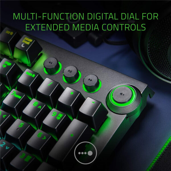 Razer BlackWidow Elite Mechanical Gaming Keyboard: Green Mechanical Switches - Tactile & Clicky - Chroma RGB Lighting - Magnetic Wrist Rest - Dedicated Media Keys & Dial - USB Passthrough