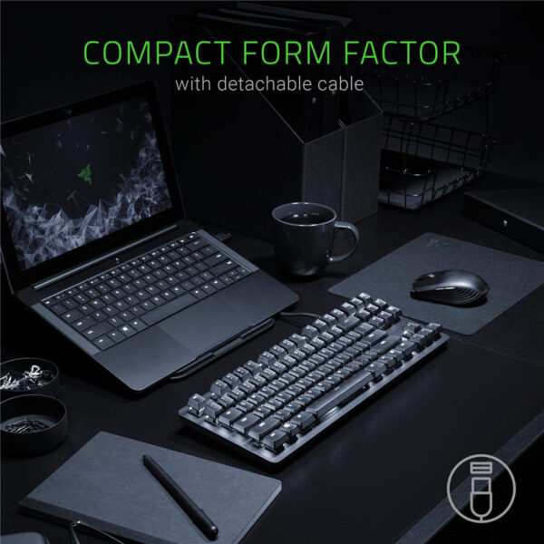 Razer BlackWidow Lite TKL Tenkeyless Mechanical Keyboard : Orange Key Switches - Tactile & Silent - White Individual Key Lighting - Compact Design - Detachable Cable