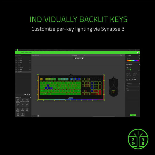 Razer Cynosa Chroma Pro Gaming Keyboard: Customizable Chroma RGB Lighting w/ Underglow - Individually Backlit Keys - Spill-Resistant Design - Programmable Macro Functionality
