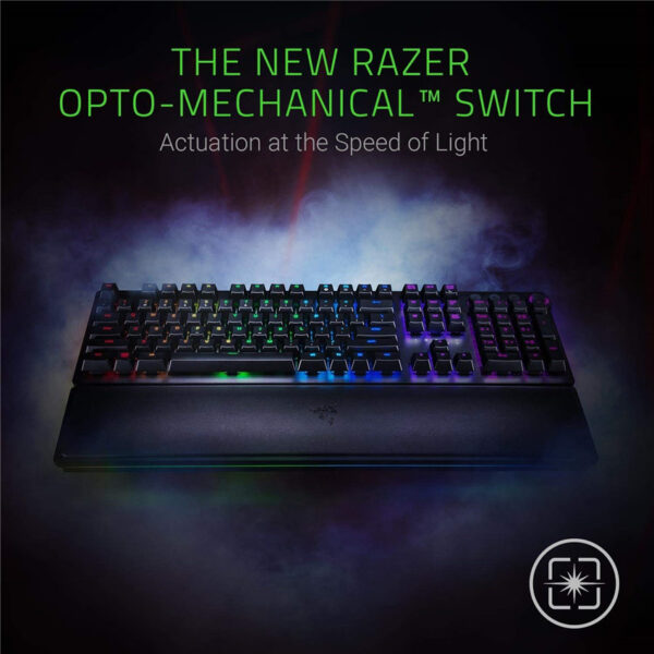 RAZER HUNTSMAN ELITE: Opto-Mechanical Switch - Multi-Functional Digital Dial & Media Keys - Leatherette Wrist Rest - 4-Side Underglow - Gaming Keyboard