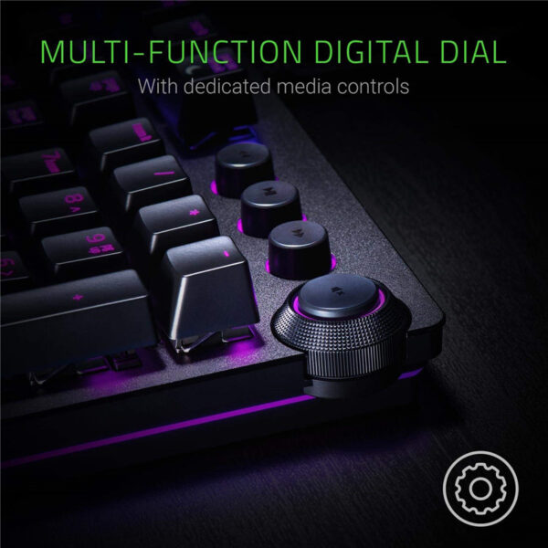 RAZER HUNTSMAN ELITE: Opto-Mechanical Switch - Multi-Functional Digital Dial & Media Keys - Leatherette Wrist Rest - 4-Side Underglow - Gaming Keyboard