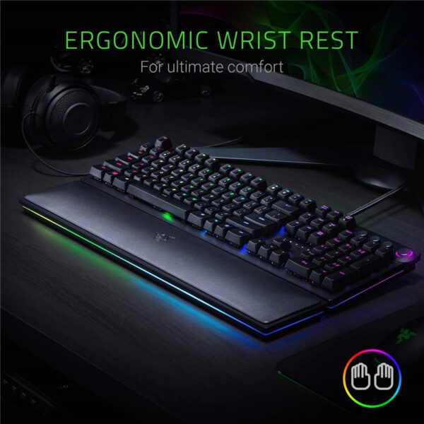 RAZER HUNTSMAN ELITE: Opto-Mechanical Switch - Multi-Functional Digital Dial & Media Keys - Leatherette Wrist Rest - 4-Side Underglow - Gaming Keyboard