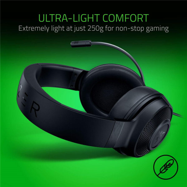 Razer Kraken X Ultralight Gaming Headset: 7.1 Surround Sound Capable - Lightweight Frame - Integrated Audio Controls - Bendable Cardioid Microphone - For PC, Xbox, PS4, Nintendo Switch