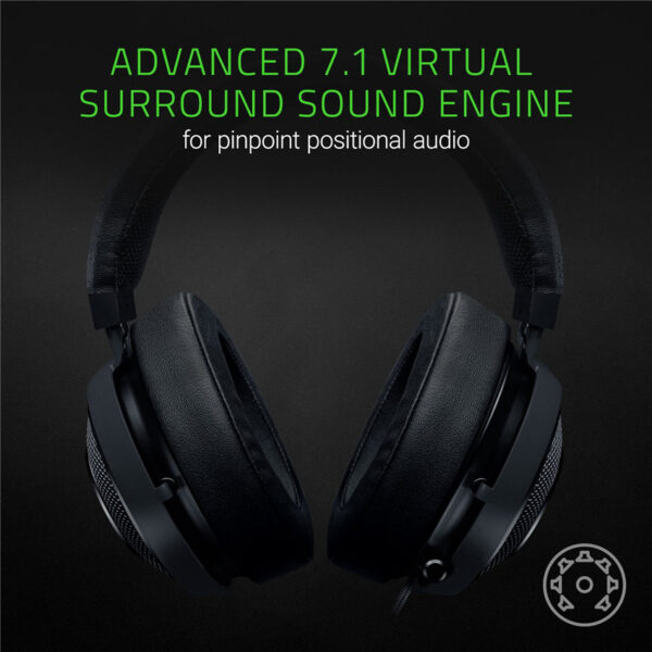 Razer Kraken 7.1 V2: 7.1 Surround Sound - Retractable Noise-Cancelling Mic - Lightweight Aluminum Frame - Gaming Headset Works with PC & PS4 - Black