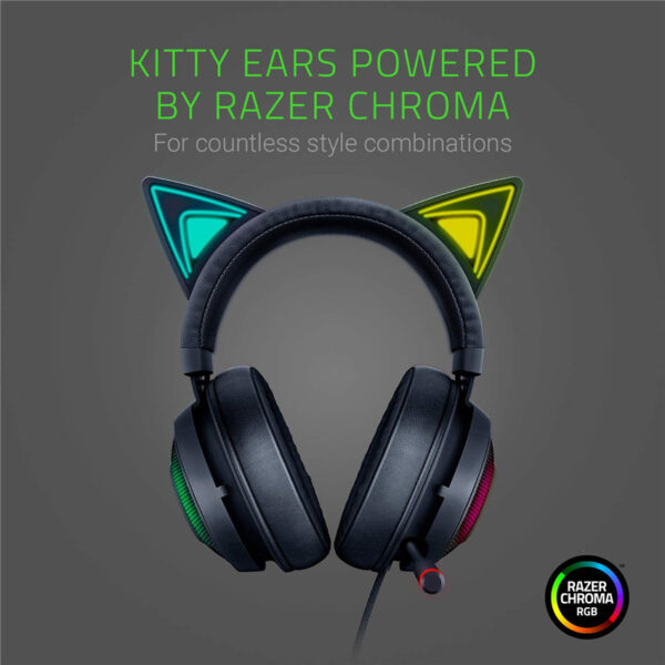 Razer Kraken Kitty RGB USB Gaming Headset: THX 7.1 Spatial Surround Sound - Chroma RGB Lighting - Retractable Active Noise Cancelling Mic - Lightweight Aluminum Frame - For PC