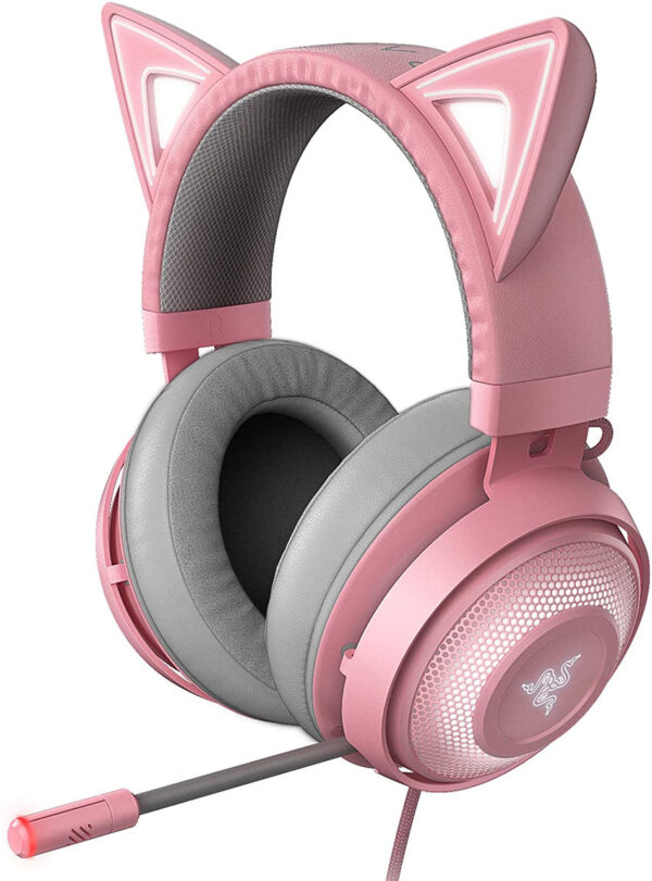 Razer Kraken Kitty RGB USB Gaming Headset: THX 7.1 Spatial Surround Sound - Chroma RGB Lighting - Retractable Active Noise Cancelling Mic - Lightweight Aluminum Frame - For PC