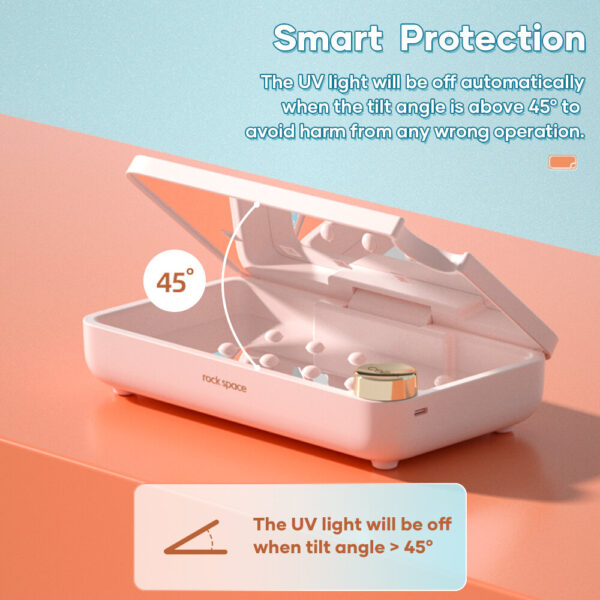 Rock Space 10W Wireless Charging UVC LED Disinfection Sterilizer Health Care Mobile Phone Face Mask Jewelry Watch Cleaner Vapor Devices Sterilization Box