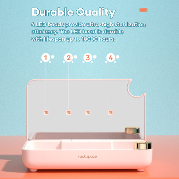 Rock Space 10W Wireless Charging UVC LED Disinfection Sterilizer Health Care Mobile Phone Face Mask Jewelry Watch Cleaner Vapor Devices Sterilization Box