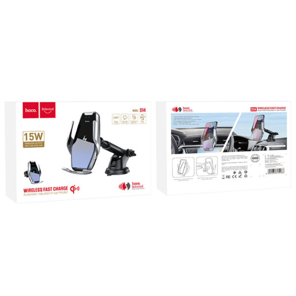 HOCO S14 Surpass Automatic Induction Wireless Charging Car Holder FOR 11/11Pro/11ProMax/XR/XsMax/XS/X/8/8Plus/S20/S10/S9/S8/Note 10/Note 9 and More
