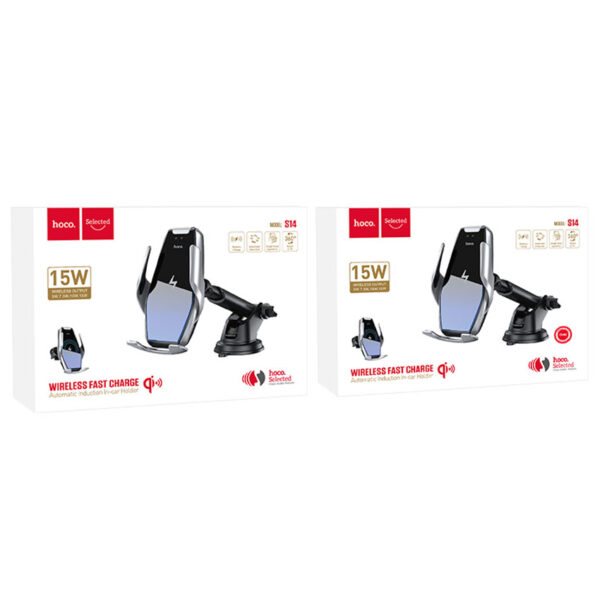 HOCO S14 Surpass Automatic Induction Wireless Charging Car Holder FOR 11/11Pro/11ProMax/XR/XsMax/XS/X/8/8Plus/S20/S10/S9/S8/Note 10/Note 9 and More