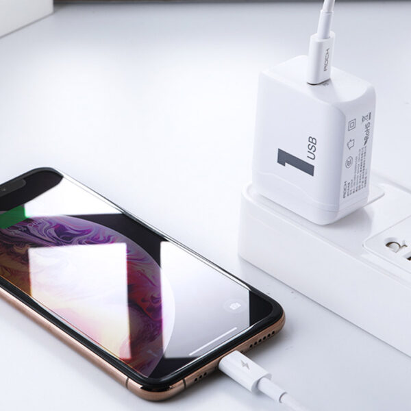 ROCK T12 Single Port PD Travel Charger/Type C to Lightning Cable (CCC)