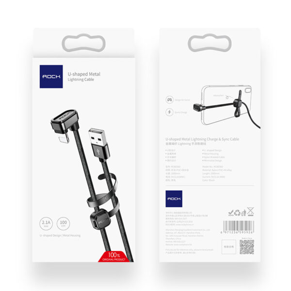 ROCK U-shaped Metal Lightning Charge,Sync Cable 100cm