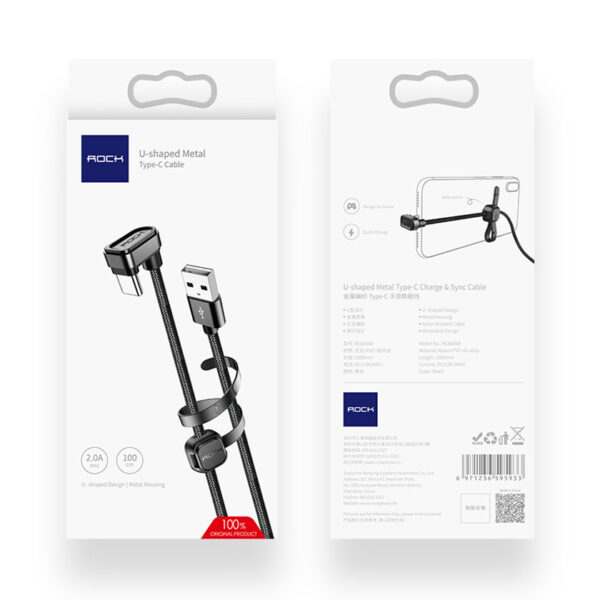 ROCK U-shaped Metal Type C Charge,Sync Cable 100cm/200cm