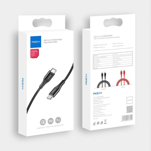 ROCK USB-C to C 3A Metal Charge,Sync Round Cable 100cm/200cm/300cm
