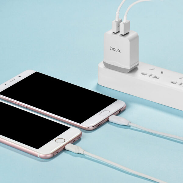 HOCO C33 Little Superior Double Port Fast Charger For 7/7 Plus/6S/6S Plus/6 Plus/6/SE (2020)/ 11/ 11Pro/11ProMax/XsMax,/XR/ XS/X/8/8 Plus/ AirPods/Ipad/Samsung/LG/HTC/Huawei/Moto/xiao MI and More