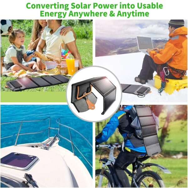 CHOETECH SC005 22W Three Panels Solar Charger Dual USB(5V/4A Max Overall), Portable Waterproof Solar Panels Phone Charger Compatible With Phone 11/Xs/XR/X/8, iPad, Samsung Galaxy, LG, Google Pixel And More