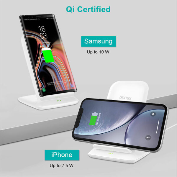 CHOETECH T555-S 10W 2 Coils Fast Wireless Charging For 11/11Pro/11ProMax/XR/XsMax/XS/X/8/8Plus/S20/S10/S9/S8/Note 10/Note 9 and More